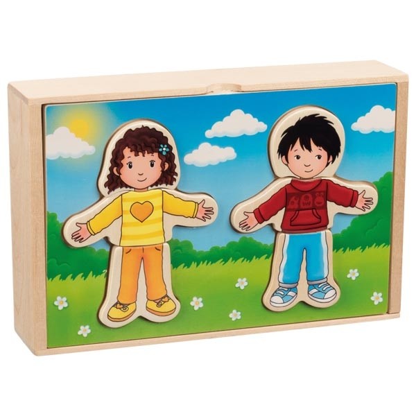Anzieh-Puzzlebox Mädchen und Junge